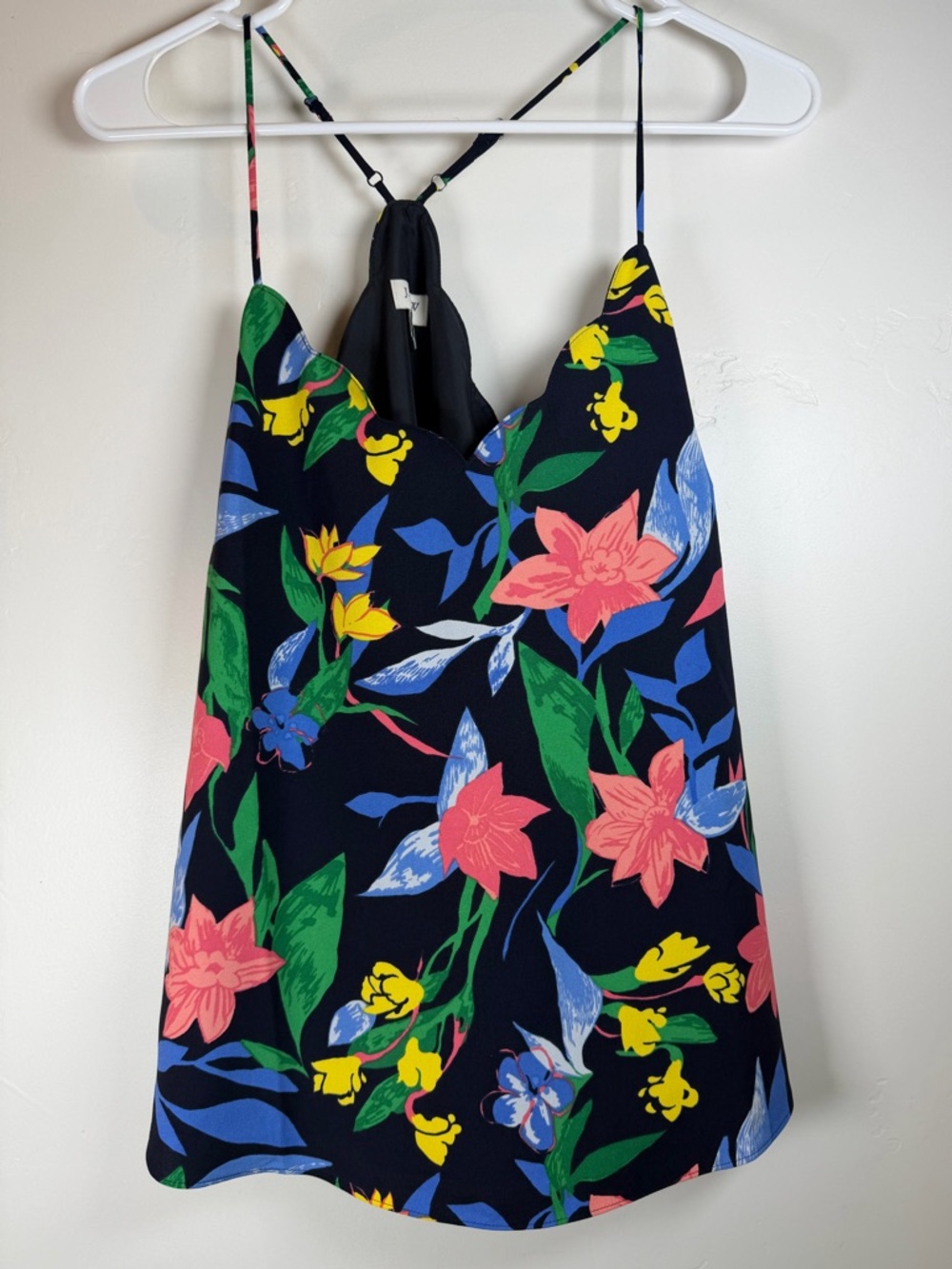 J. Crew Floral Cami Tank Top Navy Colorful Top Spaghetti Straps Size 6